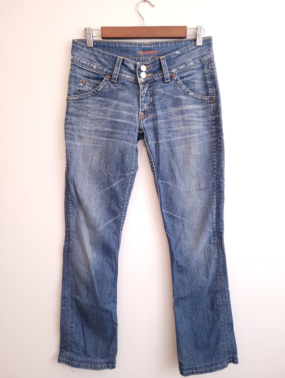 Hudson Y2K Vintage Retro Boho Low Rise Womens Boot Cut Blue Jean